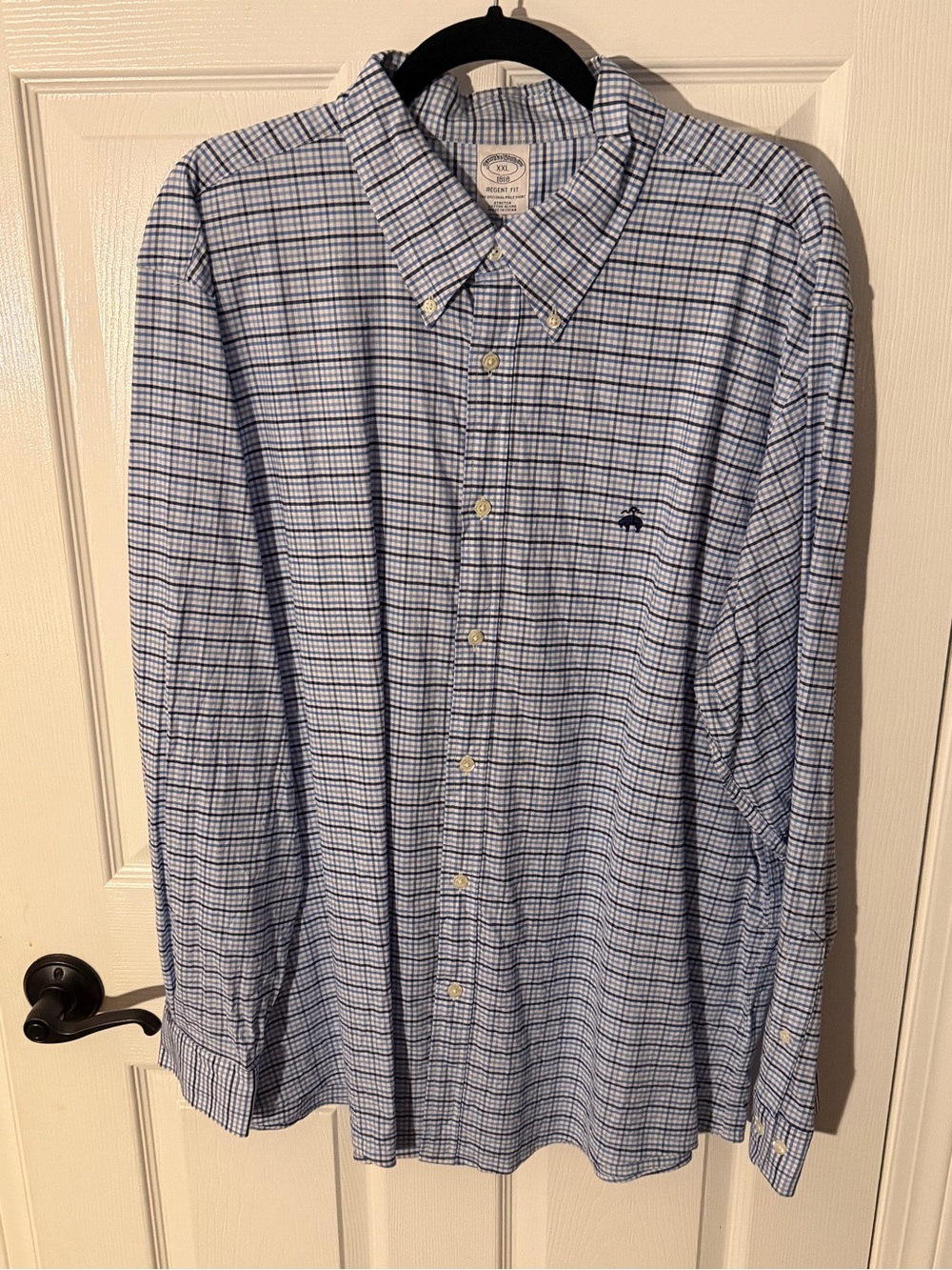Brooks Brothers~Men's 1818 Regent Fit Blue Plaid Button-Down Shirt~XXL